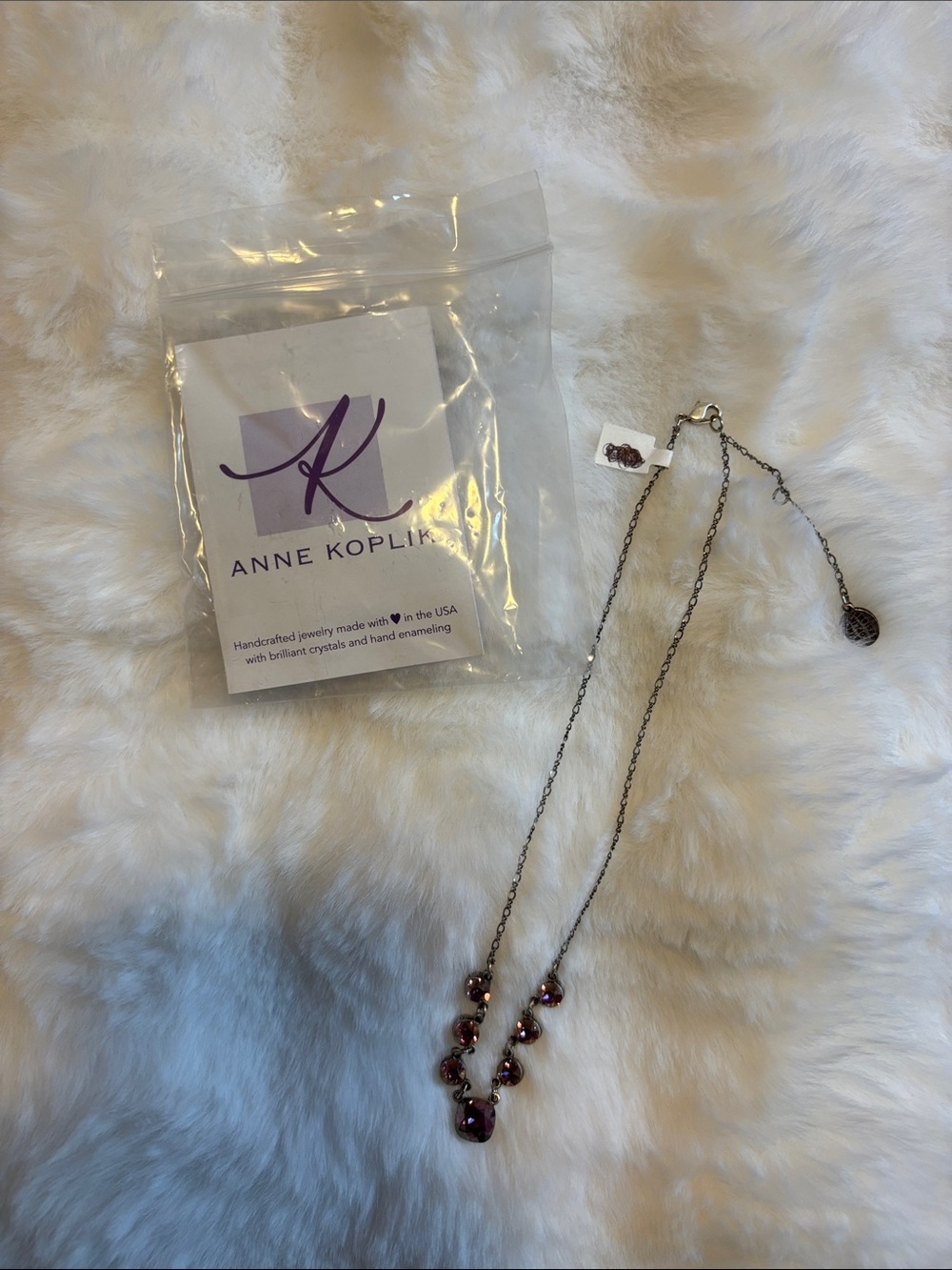 Purple Crystal Drop Necklace